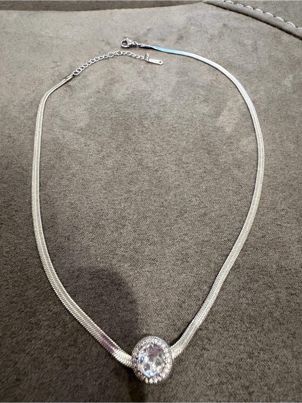 Clear Crystal Halo Pendant Necklace in Silver for Women